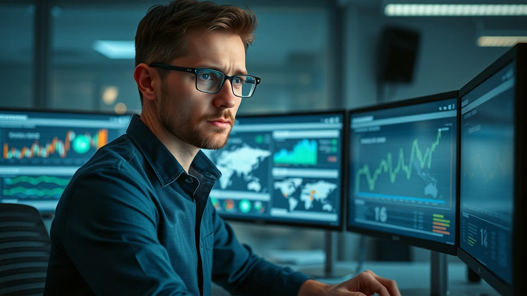 Marketing professional analyzing keyword research data for SEO for small businesses