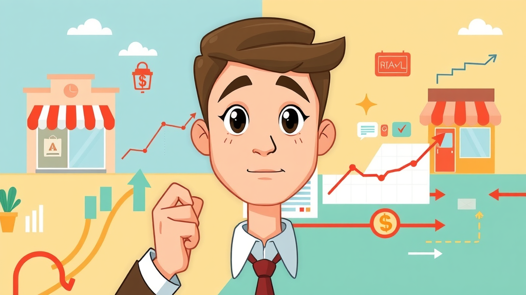 Scaling small business: comparison of business growth versus scaling across industries with graphs and animated arrows