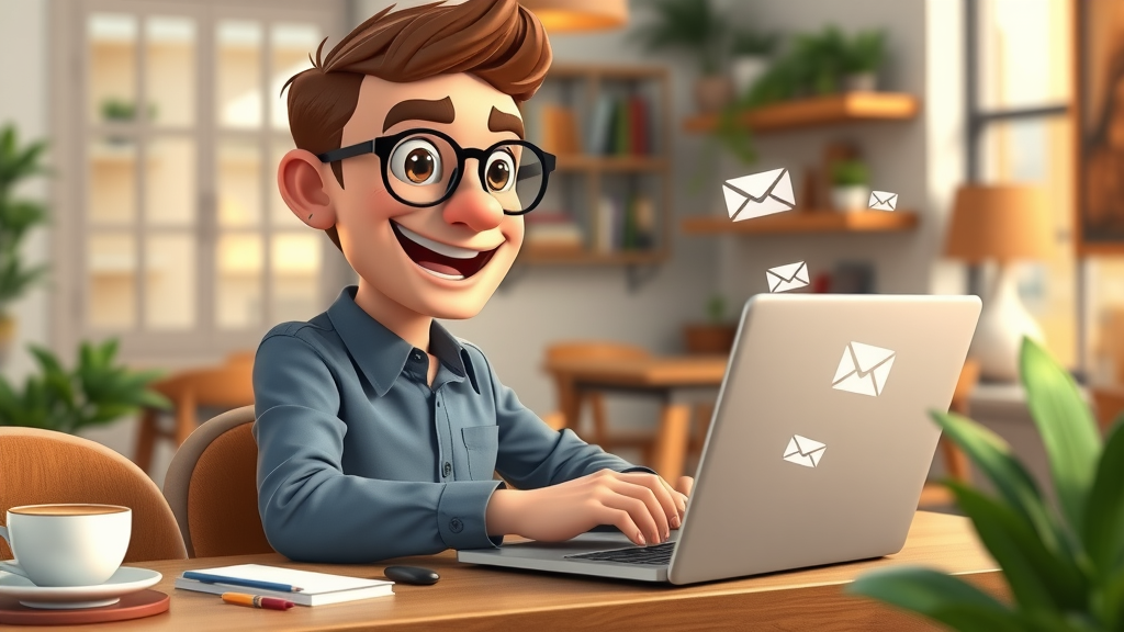 Small business marketer designing email campaign on a laptop - email marketing success