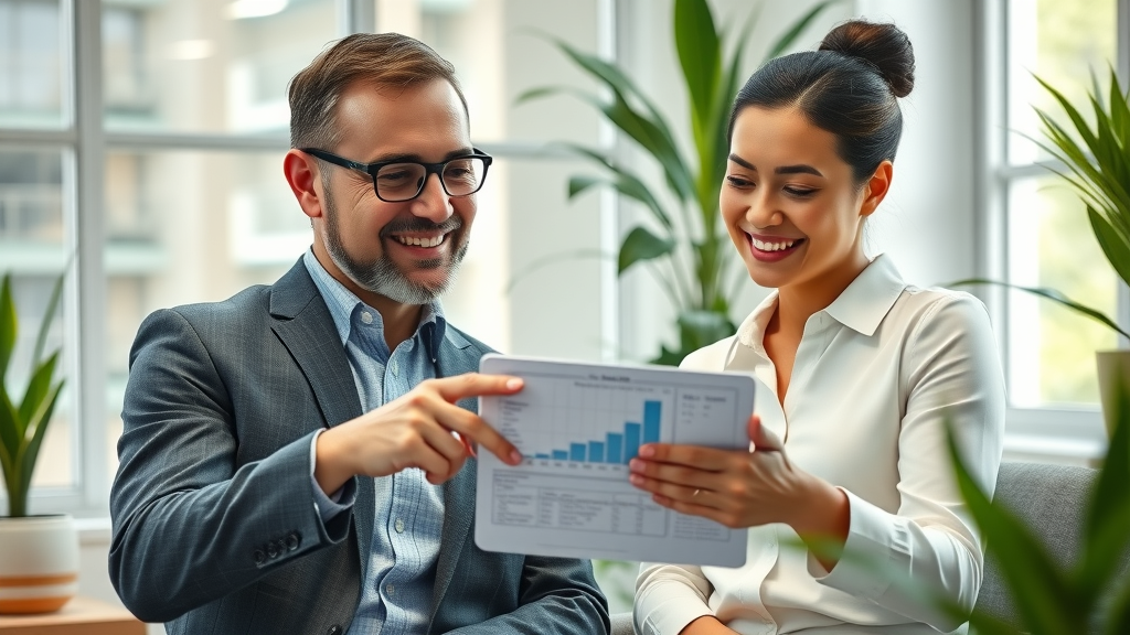 financial advisor and client reviewing net worth for financial planning for growth