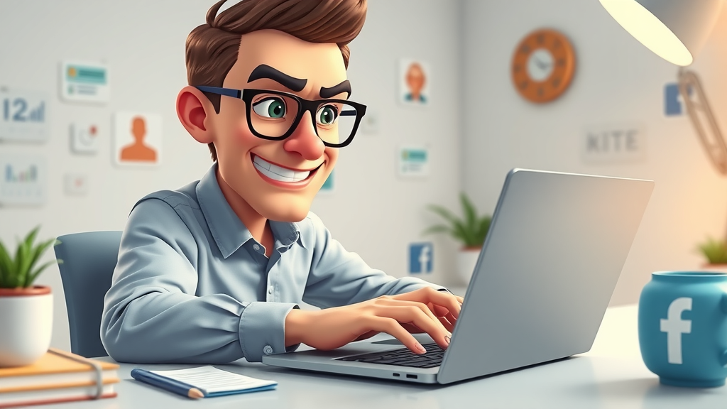facebook ad: Social media expert creating Facebook ad campaign on a laptop for Northridge business