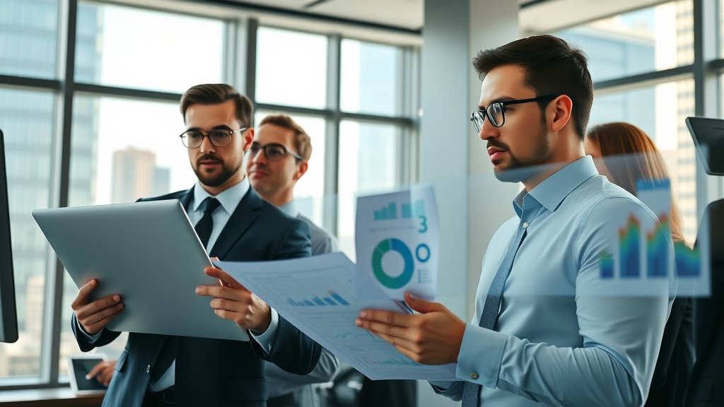 competitive analysis market research dynamic business team analyzing competitor data modern office