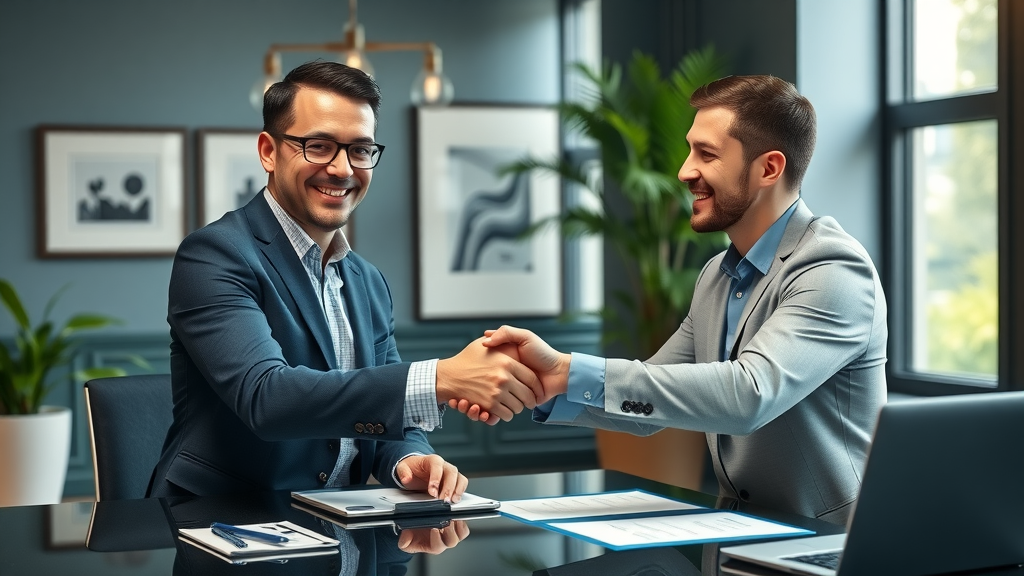 business partners sealing a strategic partnership and diversifying product offerings through business expansion techniques