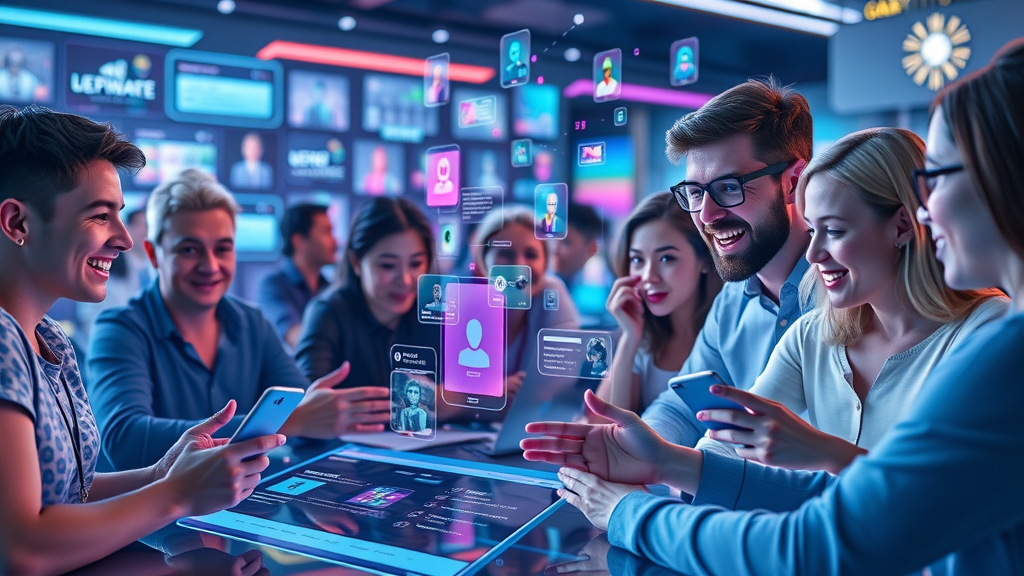 Dynamic online community with gamified activities, chatbots, vibrant digital engagement