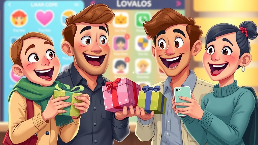Joyful customers receiving personalized rewards from a loyalty program, digital engagement, brand loyalty