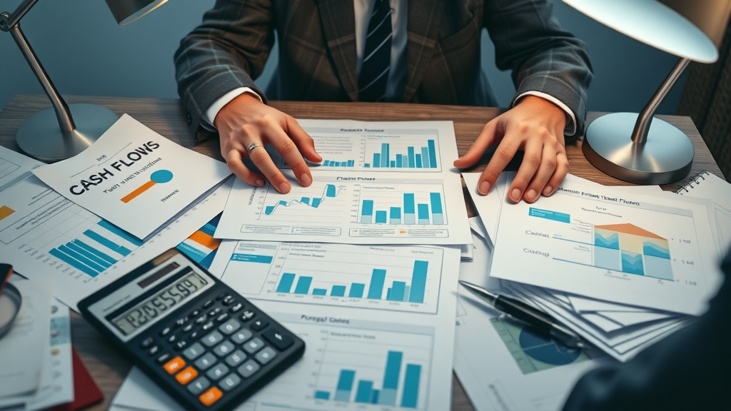 hands arranging cash flow charts for financial planning for growth
