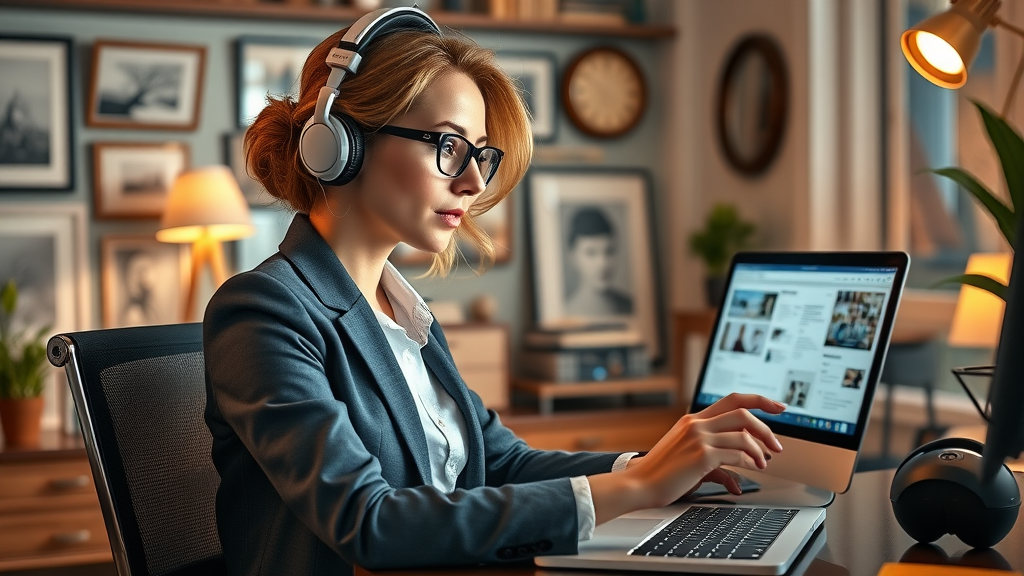 Businesswoman researching digital marketing trends for business growth tips and small business success