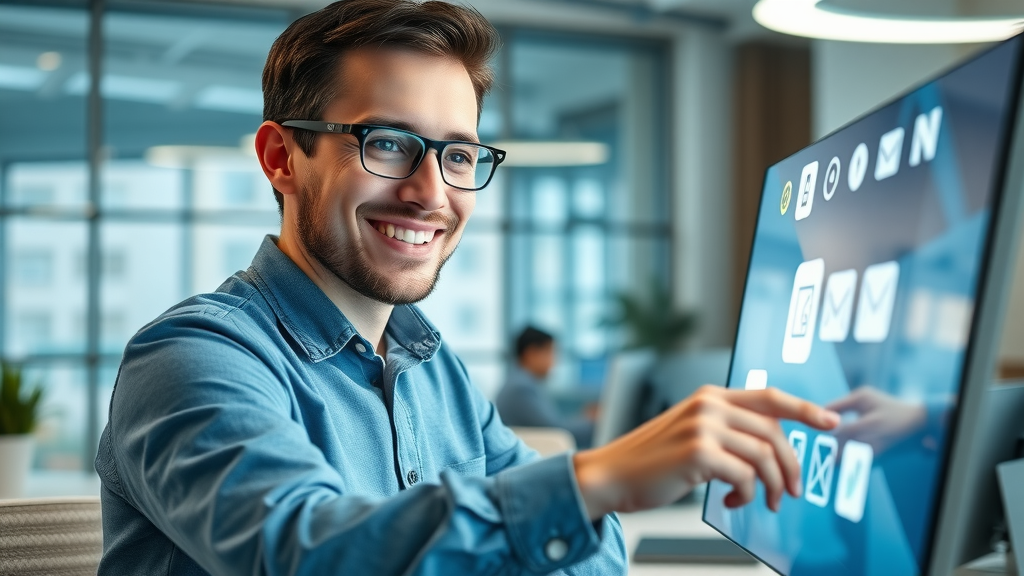friendly marketer crafting personalized email marketing campaigns within a digital marketing strategy