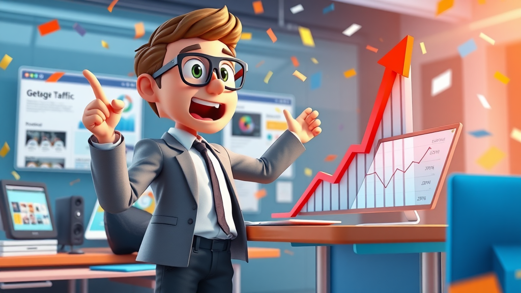 SEO specialist analyzing web traffic graph, rising website traffic - search engine marketing online marketing benefits