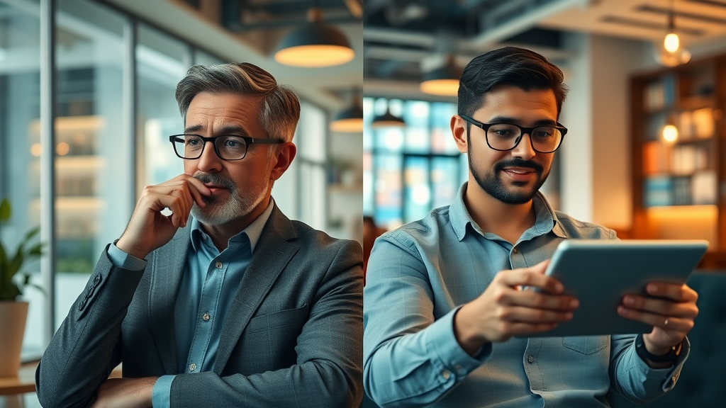 split screen of B2B vs B2C marketers engaging different target audiences