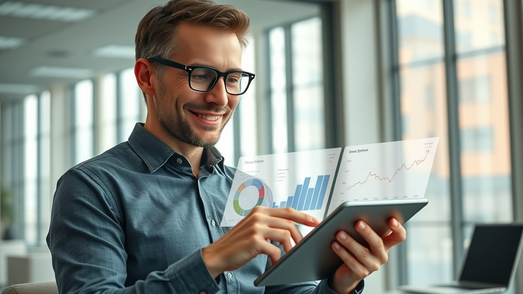 Analyst reviewing conversion metrics and open rates for a targeted email marketing campaign