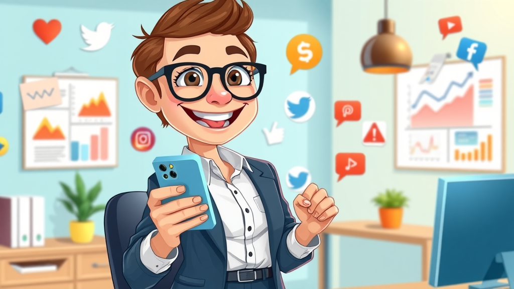 core social media marketing concepts with brand manager using phone
