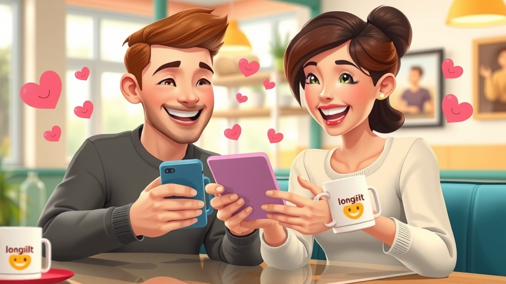 Engaged customers building relationships by reading marketing emails on mobile in a cozy cafe