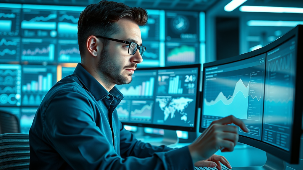 Digital marketer reviewing Google Analytics dashboard for small business marketing insights