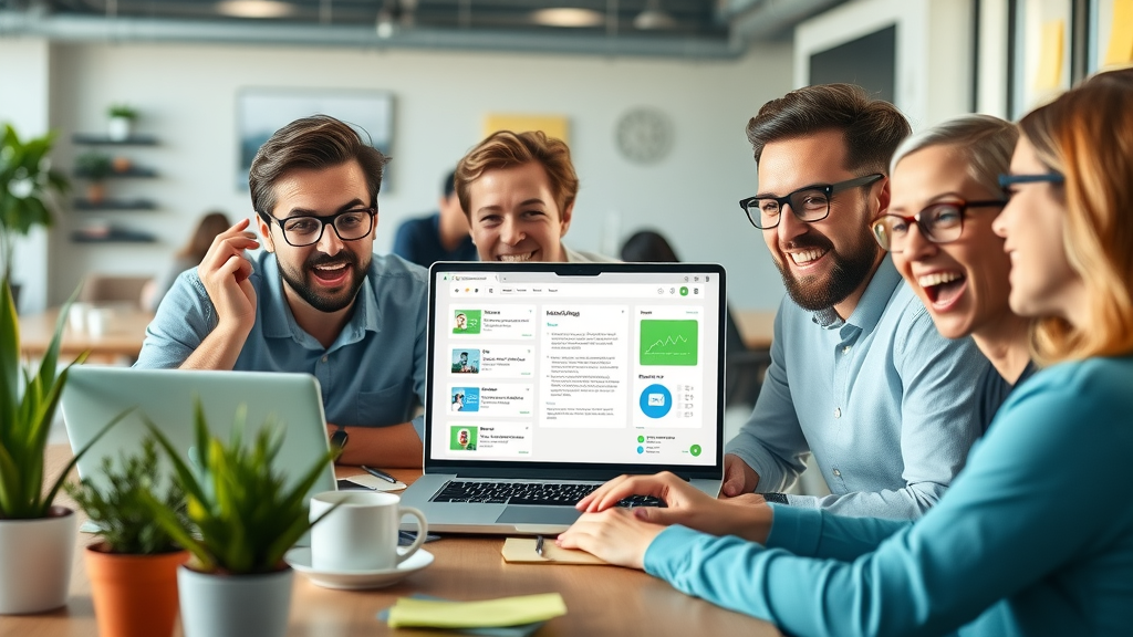 Automated email marketing campaign for small business, team member using automation tool