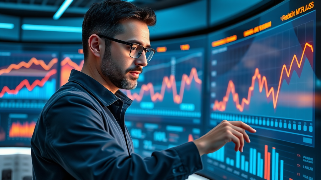 Intelligent AI dashboard showing predictive analytics for marketing strategies with glowing forecast lines